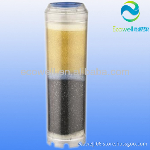 2 stages resin and activated carbon filter cartridge for water treatment